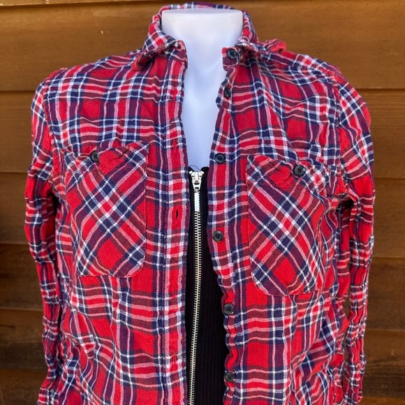 Ralph Lauren Denim & Supply Red flannel Button Down Plaid Shirt Size S - Picture 4 of 10